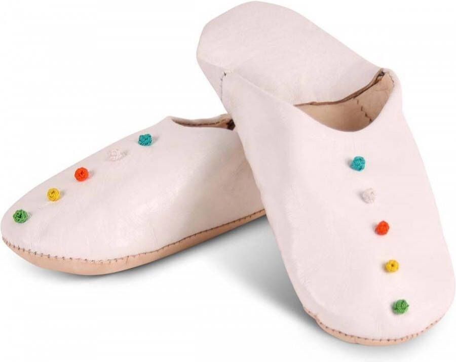 Safaary Marokkaanse sloffen Pompons Wit - Foto 5