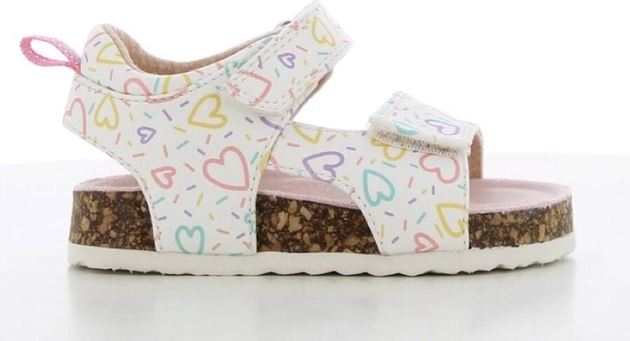 safety jogger meisjes sandalen met hartjes wit met multicolor fantasie dubbele klittenbandsluiting : BACK TO SCHOOL
