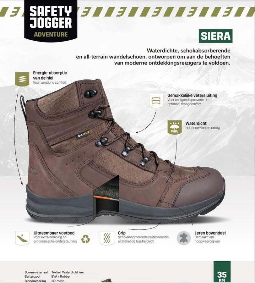 Safety jogger Siera Hoge Herenwandelschoen Waterproof met extra grip Donkerbruin - Foto 3