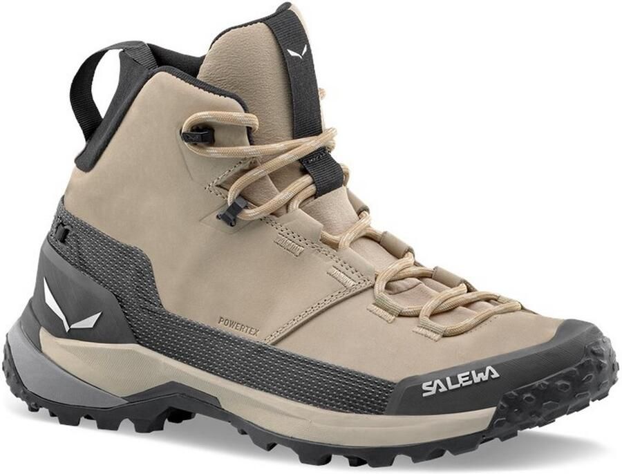 Salewa Women's Puez Leather Mid PTX Wandelschoenen beige grijs