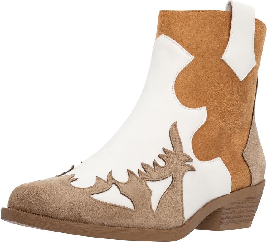 Salinyang Enkellaarsje camel cognac wit