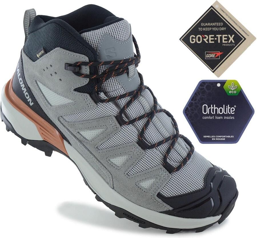 Salomon X ULTRA 360 Leather Mid GORE-TEX Heren Wandelschoenen Trekking Laarzen Grijs