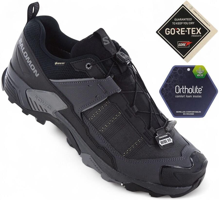 Salomon X ULTRA 5 WIDE GTX GORE-TEX Heren Wandelschoenen Trekking Schoenen Zwart - Foto 2