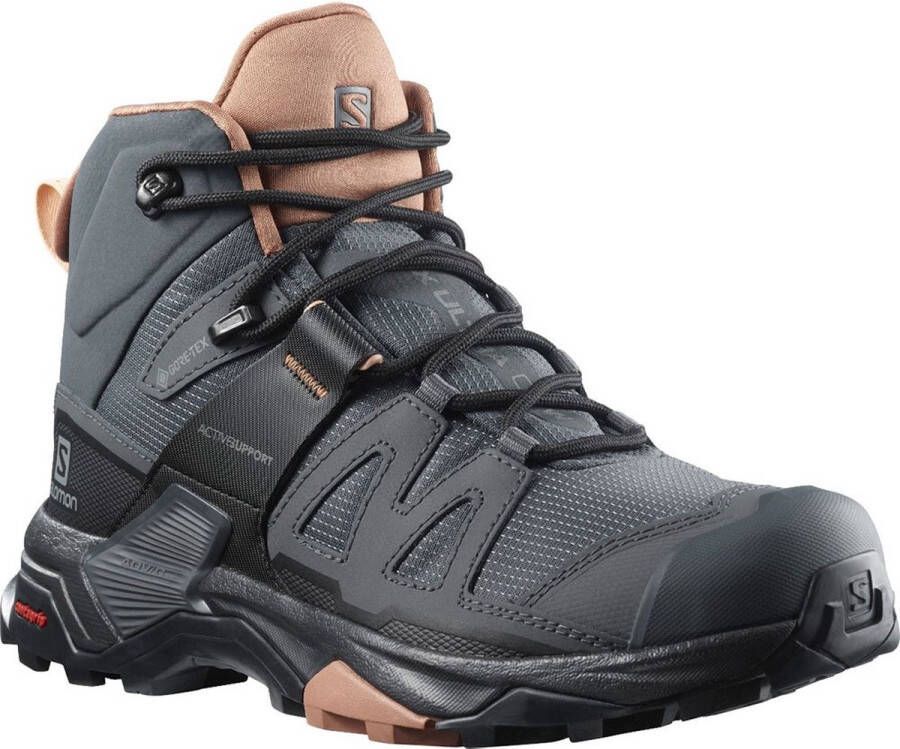 Salomon X Ultra 4 Mid Gtx W Dames Hoge Wandelschoen Ebony Mocha Mousse Almond Cream