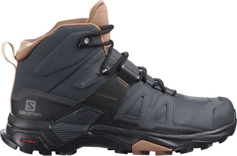 Salomon X Ultra 4 Mid Gtx W Dames Hoge Wandelschoen Ebony Mocha Mousse Almond Cream