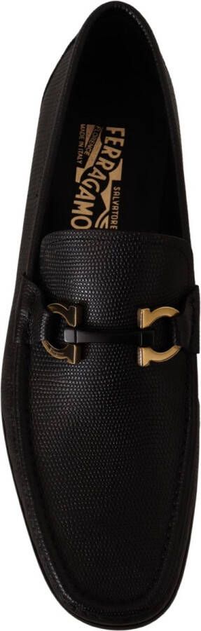 Salvatore Ferragamo Zwarte Kalfsleren Moccasins Loafers Black Heren