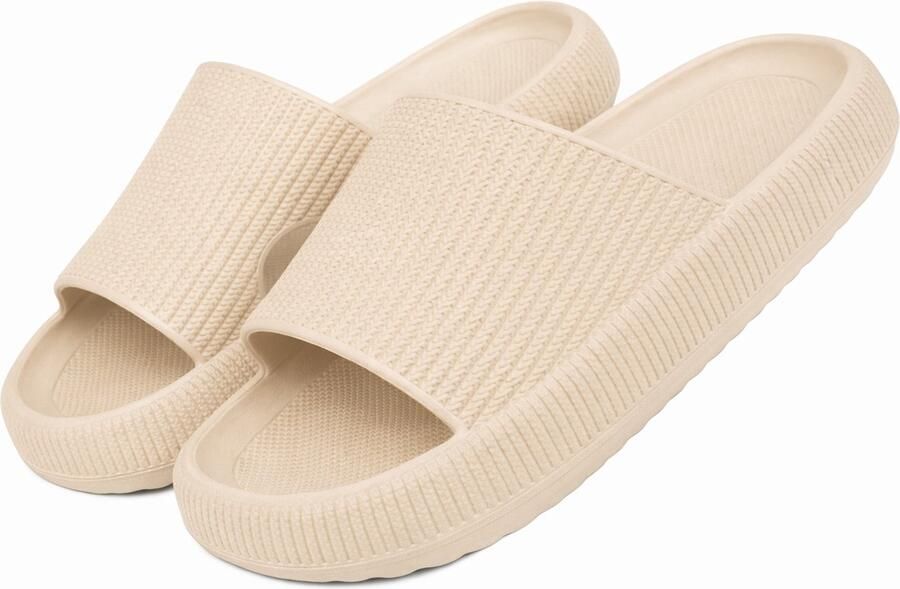 San Marque Badslippers & Beige Zachte Comfort Slippers Anti Slip Slippers EVA Badslippers Zwembad Slippers Strand Slippers Lichtgewicht Slippers Ergonomisch Voetbed Waterbestendige Slippers Douche Slippers