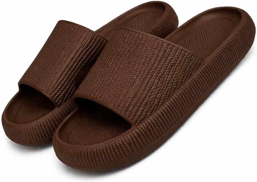 San Marque Badslippers & Comfort Slippers Anti Slip Slippers EVA Badslippers Zwembad Slippers Strand Slippers Lichtgewicht Slippers Ergonomisch Voetbed Waterbestendige Slippers Douche Slippers Donker Bruin