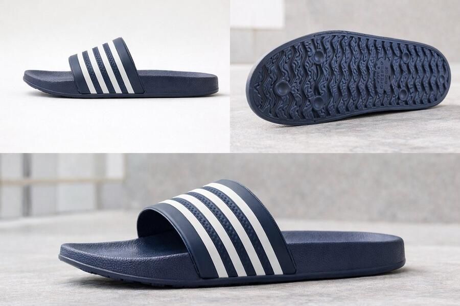 San Marque Badslippers & Slippers Volwassenen Unisex Navy Blauw Wit Strepen Comfort Slippers Anti Slip & Waterbestendige Slippers Strand Slippers Zwembad Slippers Lichtgewicht Slippers Ergonomisch Voetbed Sport Slippers