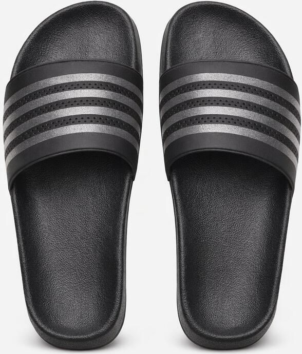 San Marque Badslippers & Slippers Volwassenen Unisex Zwart Metallic Strepen Comfort Slippers Anti Slip & Waterbestendige Slippers Strand Slippers Zwembad Slippers Lichtgewicht Slippers Ergonomisch Voetbed Sport Slippers