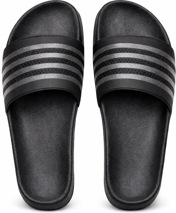 San Marque Badslippers & Slippers Volwassenen Unisex Zwart Metallic Strepen Comfort Slippers Anti Slip & Waterbestendige Slippers Strand Slippers Zwembad Slippers Lichtgewicht Slippers Ergonomisch Voetbed Sport Slippers