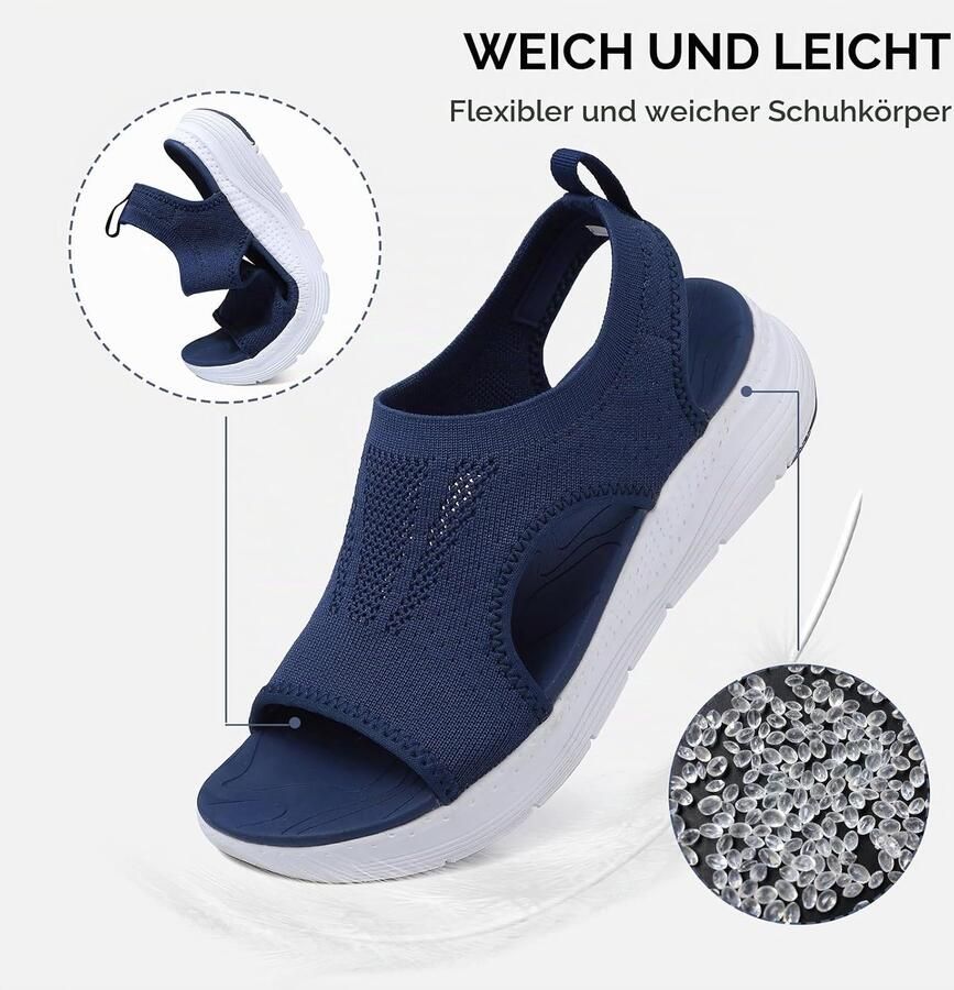 Sandalen met achterband wasbaar plateau voor dames