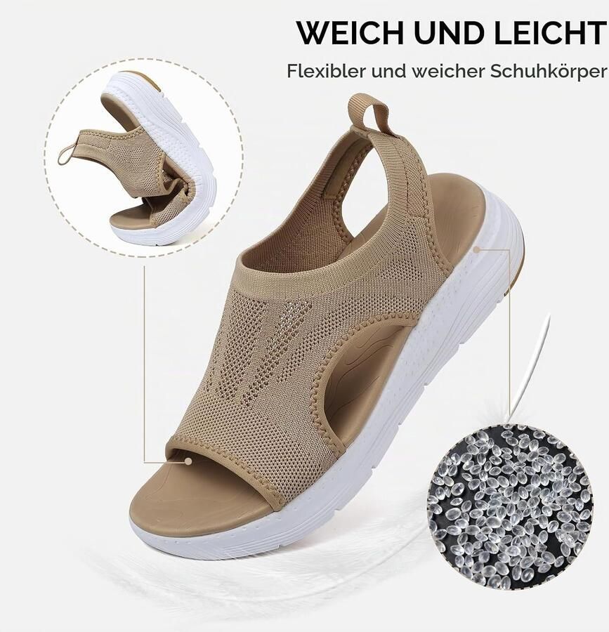 Sandalen met achterband wasbaar plateau voor dames
