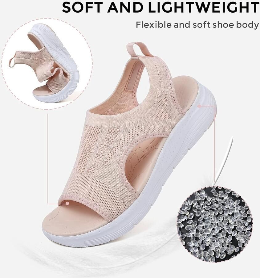 Sandalen met achterband wasbaar plateau voor dames