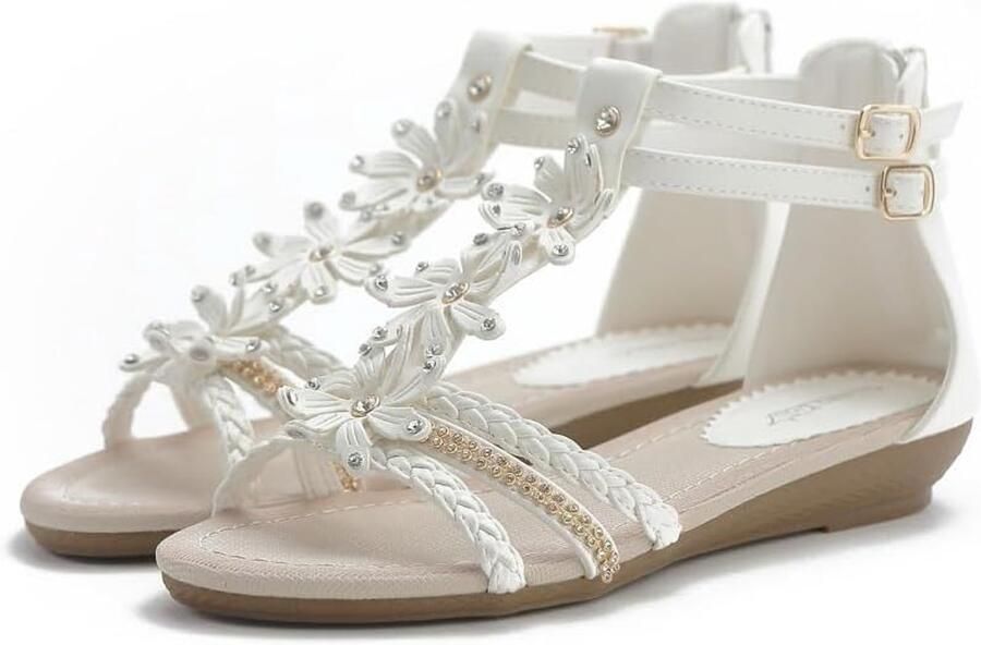 Sandalen met bloemetjes en riempjes