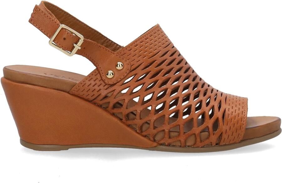 Sandalen met hak en uitsparingen bruin
