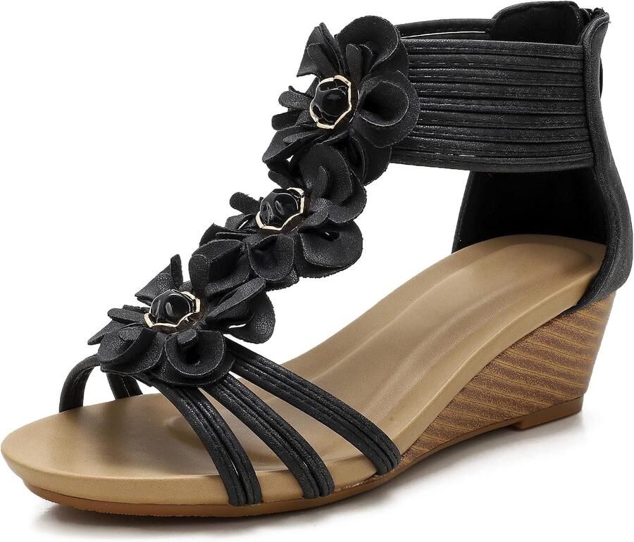 Sandalen met hak open teen plateauzool