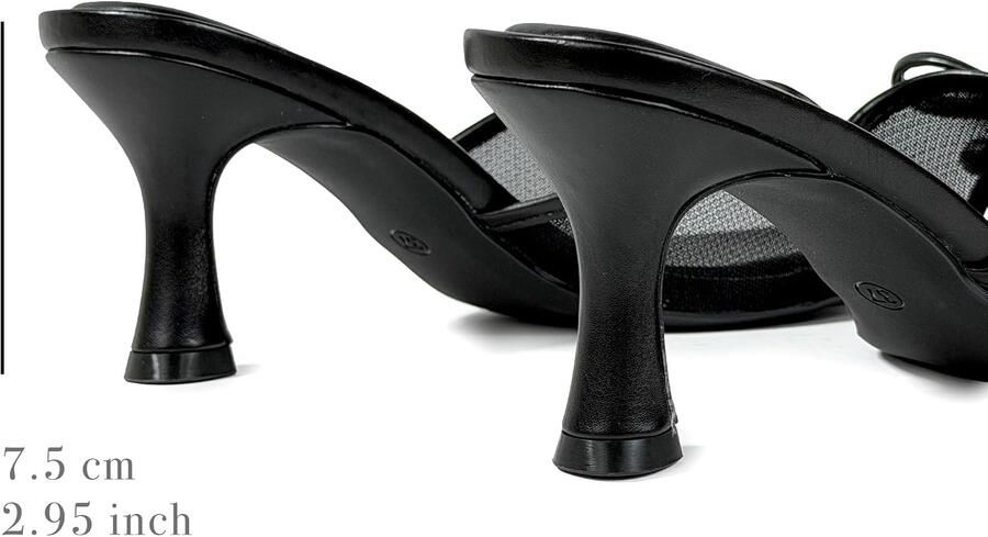 Sandalen met hak open teen strik spitse neus mesh voor feest en gelegenheid
