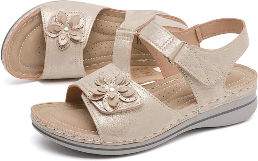 Sandalen met klittenband en glitteroppervlak comfortabel voor de zomer