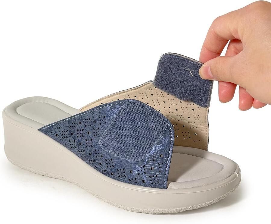 Sandalen met klittenband en hak ademend verstelbaar voor binnen en buiten
