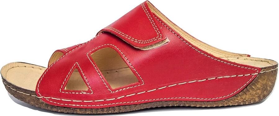 Sandalen met klittenband handgemaakt van leer