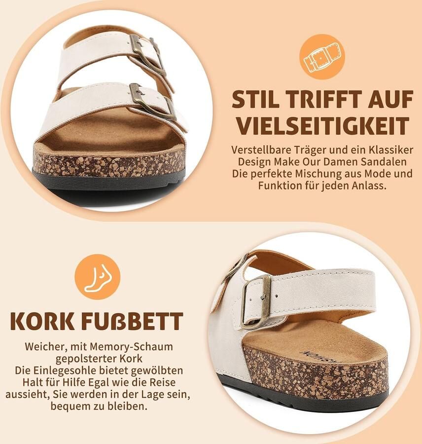 Sandalen met kurken voetbed en verstelbare riemen