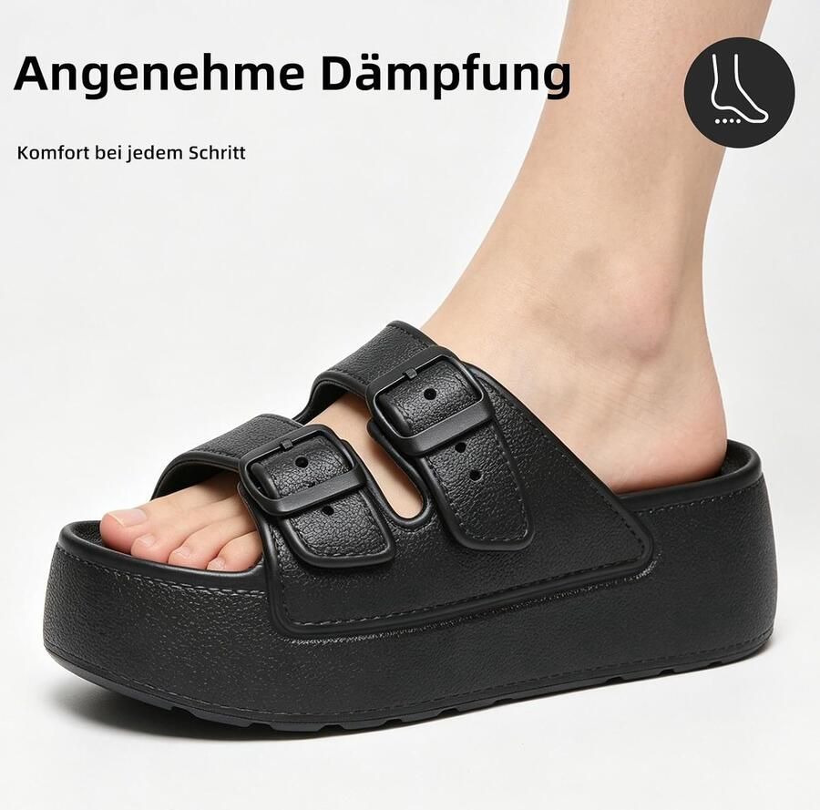 Sandalen met plateau en dubbele gesp
