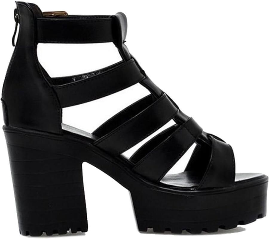 Sandalen met plateauzool en rits
