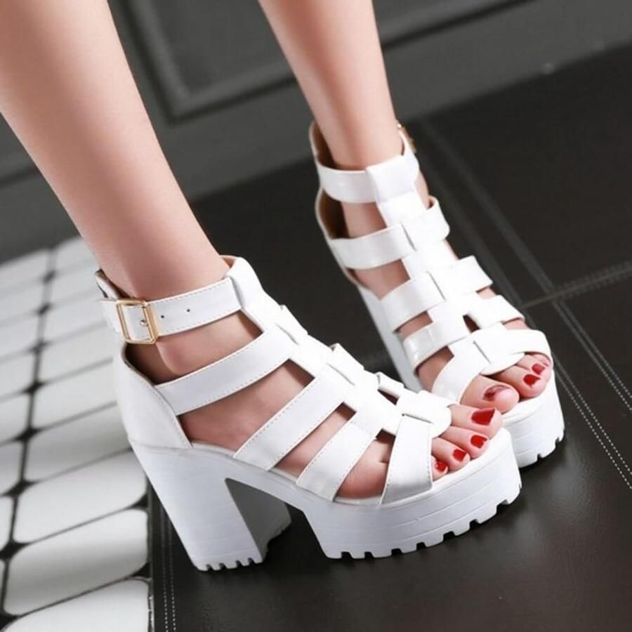 Sandalen met plateauzool en rits
