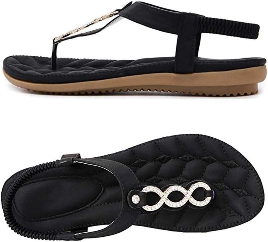 Sandalen met strass en elastiek open teen