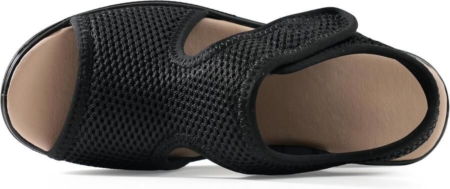 Sandalen met verstelbare klittenband sluiting ideaal voor ouderen ademend bovenmateriaal hakhoogte gepolsterde zool antislip