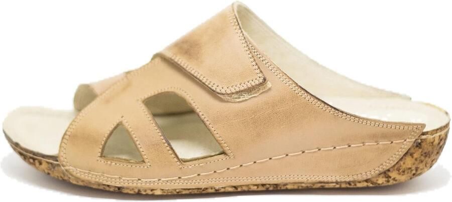 Sandalen voor dames met klittenband handgemaakte lederen pantoffels voor de zomer