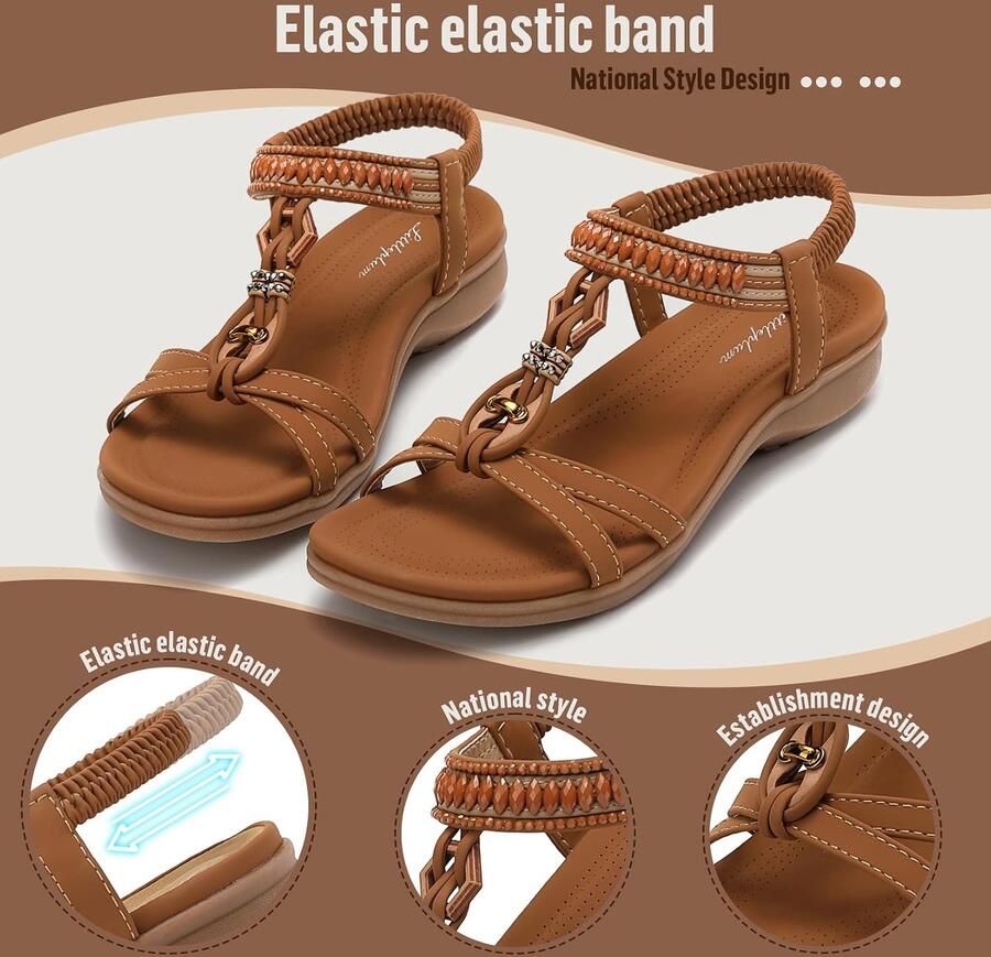 Sandalen voor dames plat elegant voor de zomer en strand