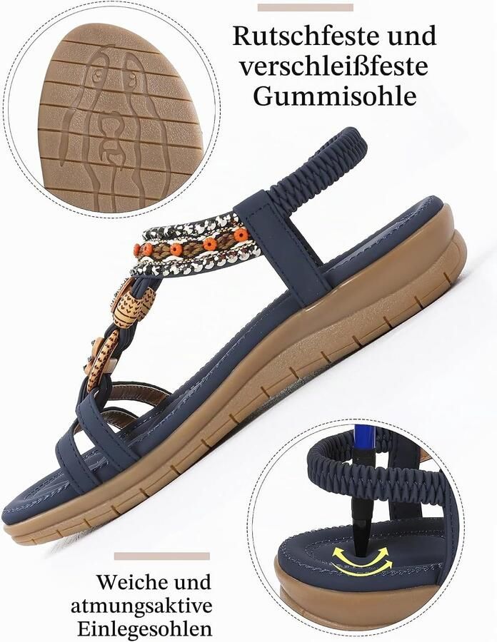 Sandalen voor dames plat met zacht voetbed voor strand vakantie bruiloft en winkelen