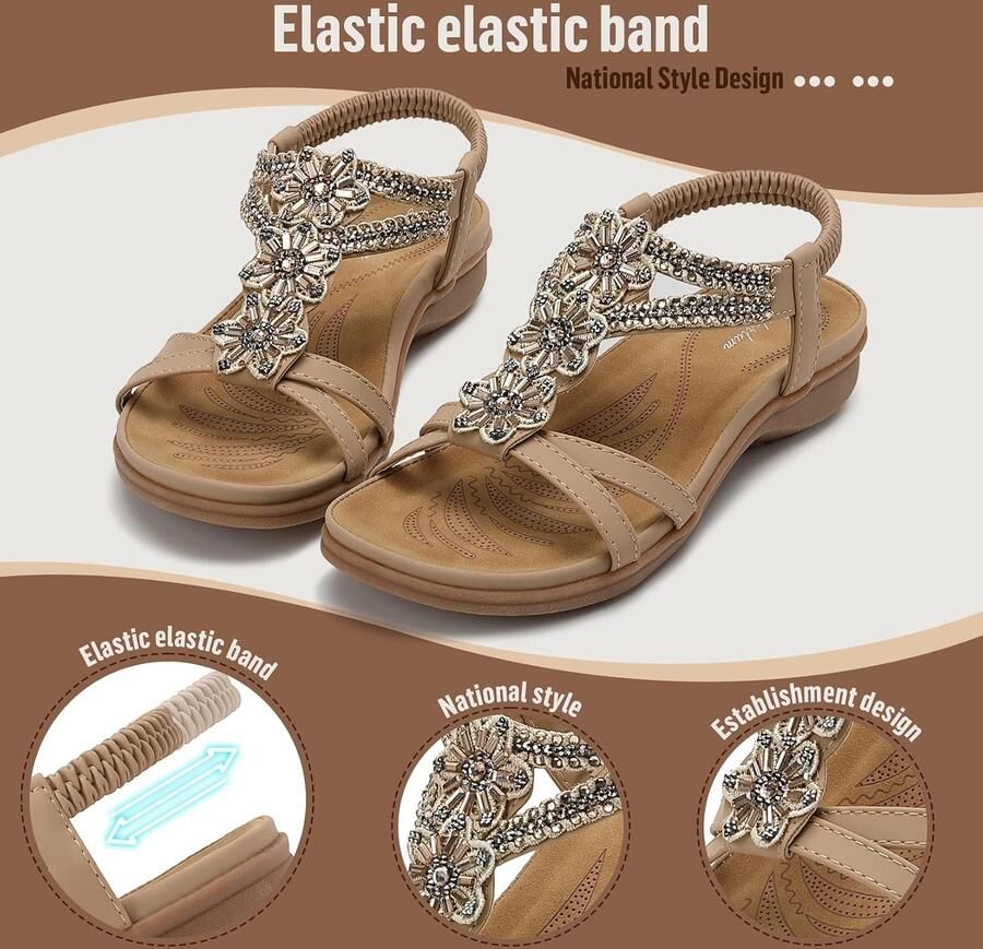 Sandalen voor dames plat zomer strand