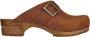 Sanita Clogs Dames Houten Muiltjes Wood-Urban Open Leer 453062 bruin - Thumbnail 1