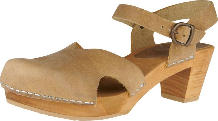 Sanita Clogs Damen Sandale Wood-Matrix Square Flex Sandal Nature