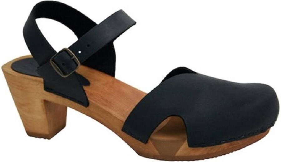 Sanita Clogs Damen Sandalen Wood-Matrix Square Flex Sandal Black