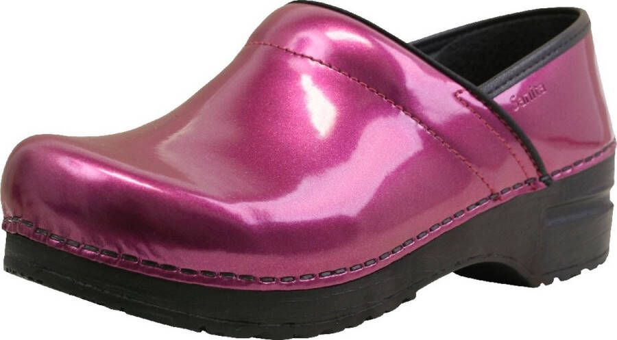 Sanita Comfortwear Sanita Clogs Damen Sandalen Original-Prof. Patent Purple metalli