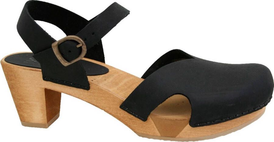 Sanita Comfortwear Sanita Clogs Damen Sandalen Wood-Matrix Square Flex Sandal Black