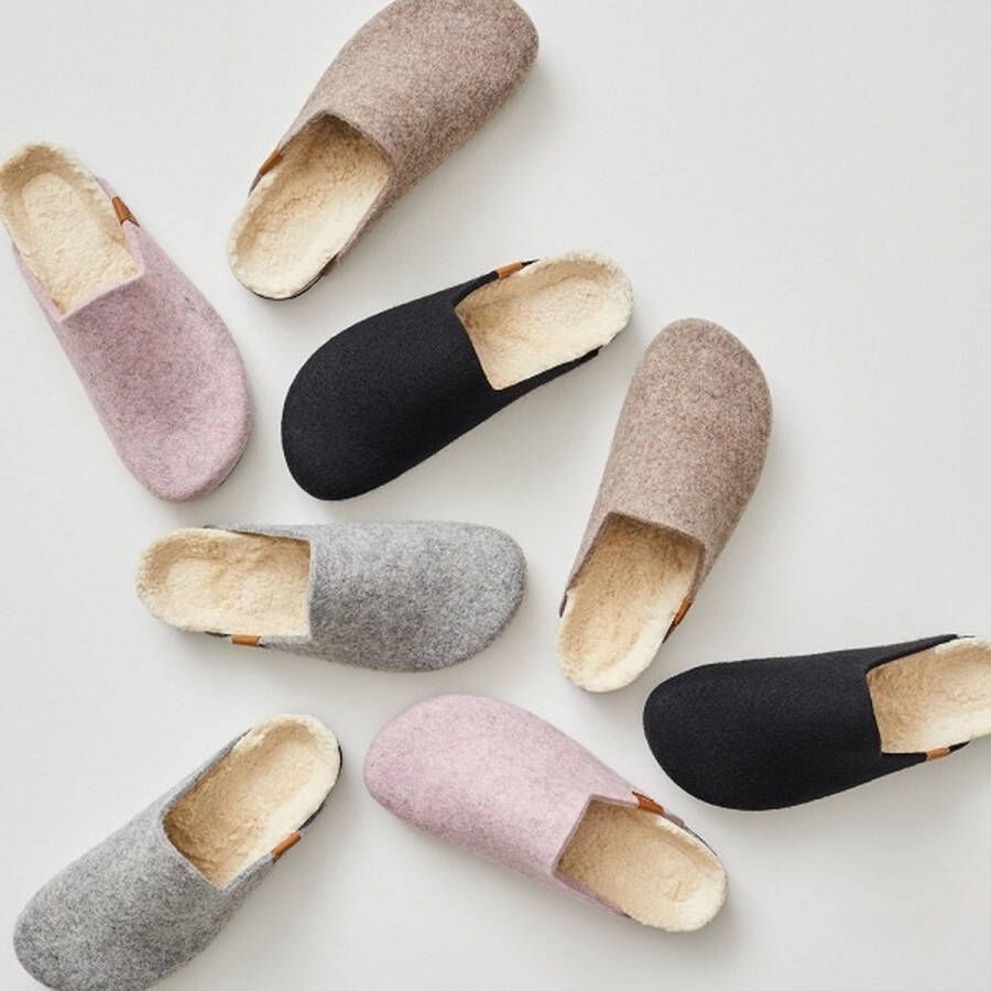 Sanita dichte slippers wol vilt roze
