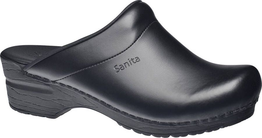 Sanita Damen Offener Clog Original-Sonja Pu Open Black