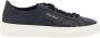 Santoni Monochrome Leren Sneakers met Vetersluiting Black Heren - Thumbnail 1