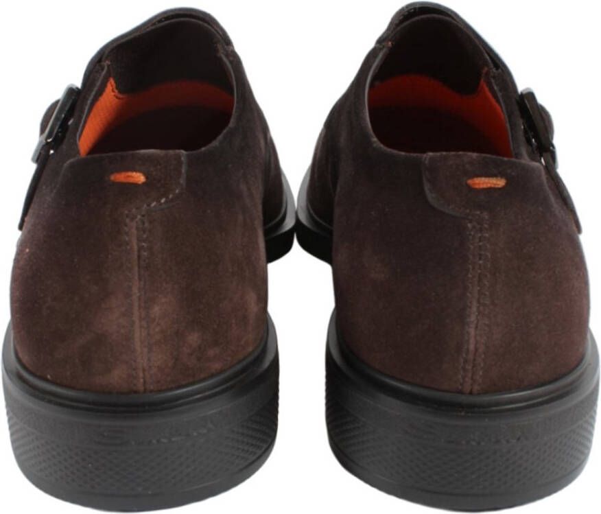 SANTONI Nette Schoenen Heren Sue 2gespschoen Maat: 7 Materiaal: Suède Kleur: Bruin