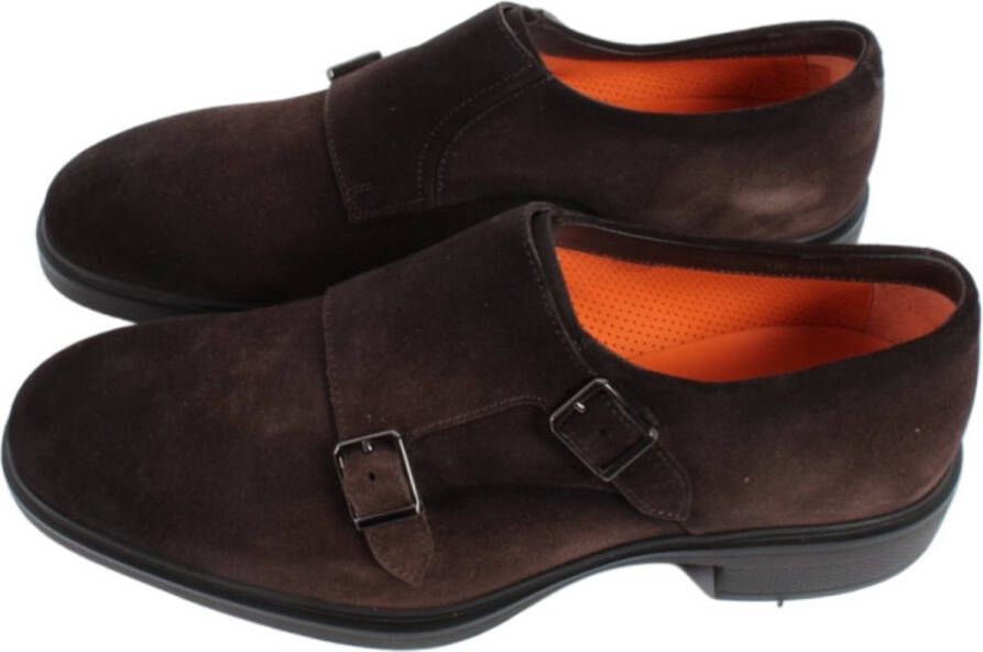 SANTONI Nette Schoenen Heren Sue 2gespschoen Maat: 11 Materiaal: Suède Kleur: Bruin