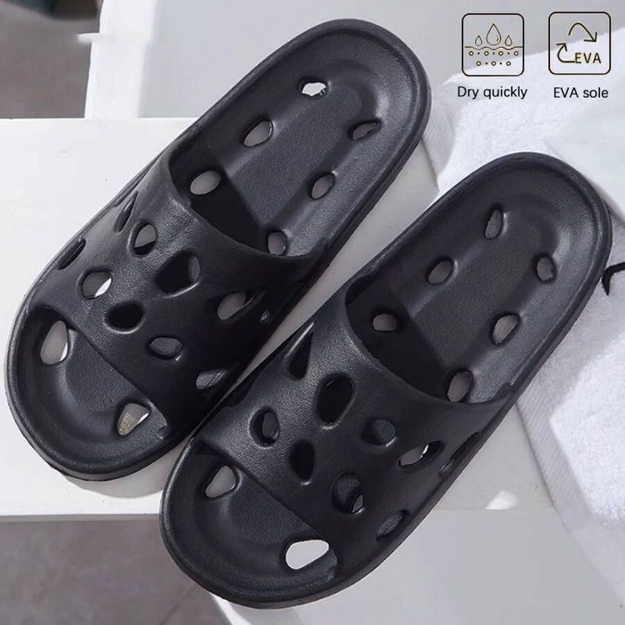 Sara Shop Slippers Zwmbad Slipper -Zomer Slipper met gaatjes zwembad slippers zwembad slippers douche slippers Zwart