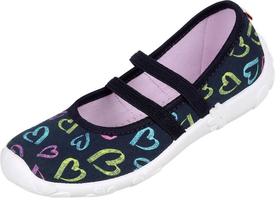 Sarcia LEMIGO Marineblauwe pantoffels voor meisjes met hartjes