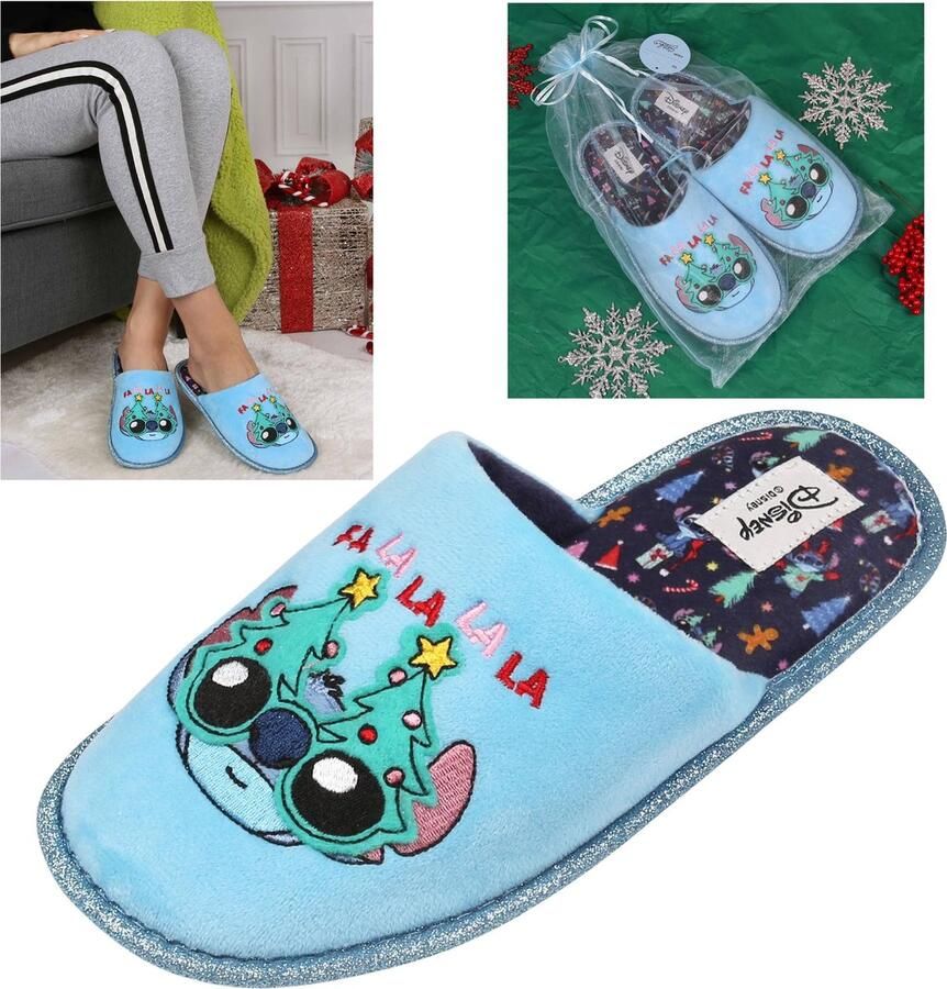 Sarcia.eu DISNEY Stitch Pantoffels Dames voor Kerst Damessloffen + Decoratieve Tas