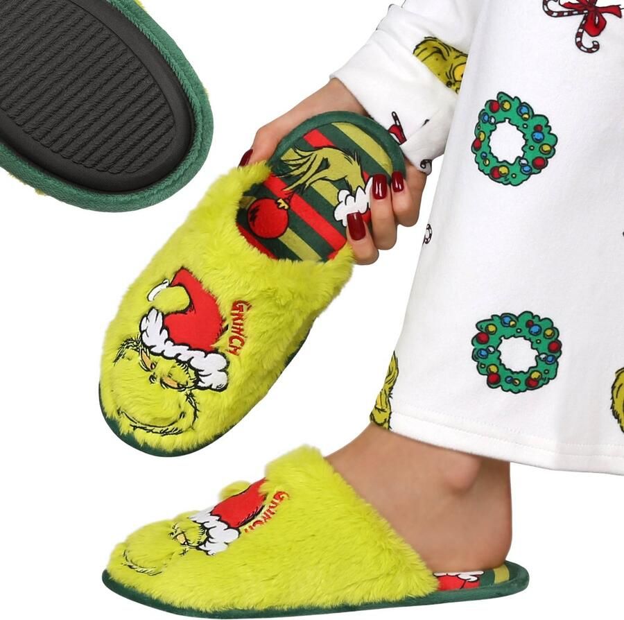 Sarcia.eu Grinch ANTISLIP damesslippers FEESTELIJKE huisslippers WARM