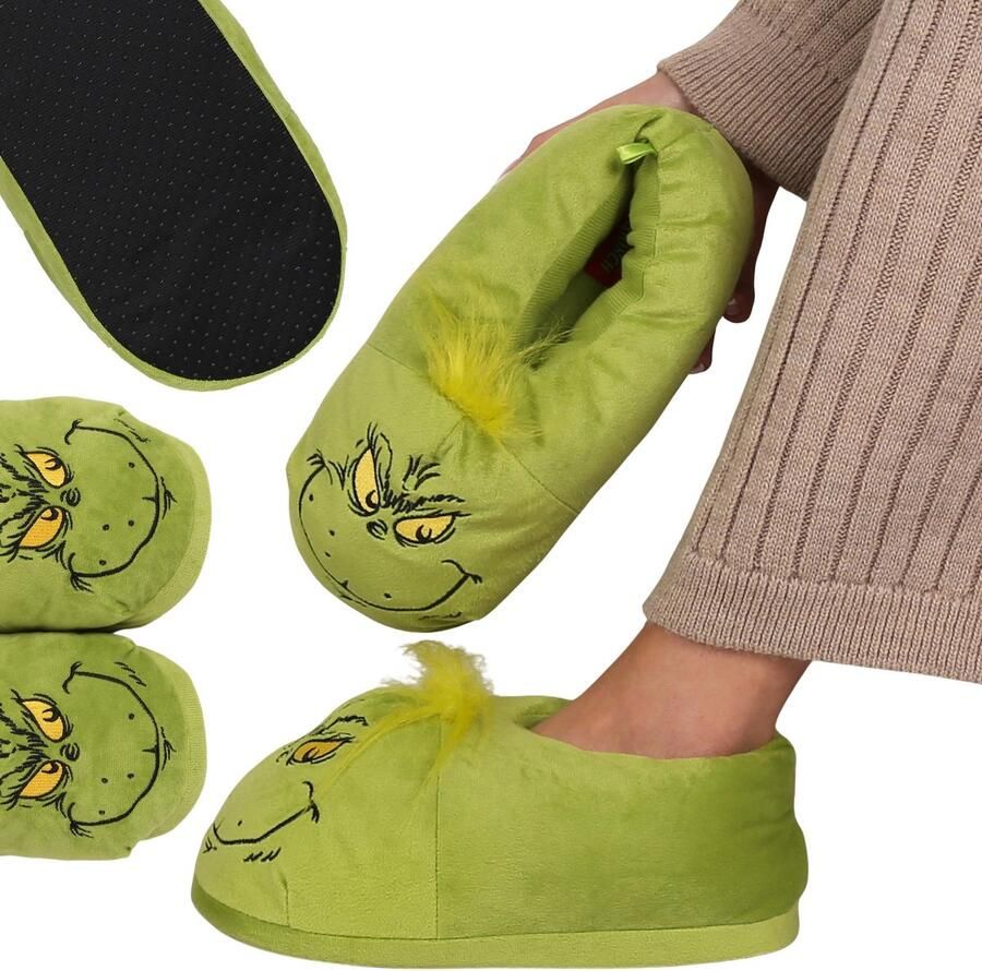 Sarcia.eu Grinch Groene WARME unisex pantoffels ANTISLIP kerstpantoffels voor thuis - Foto 2